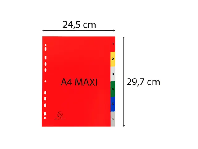 Tabbladen A4 Assorti PP 0.12mm 6-delig 1-6 Bedrukt 11-Gaats