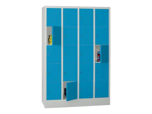 lockerkast,HxBxD 1850x1200x500mm,4x5vakken,RAL7035,front RAL5012