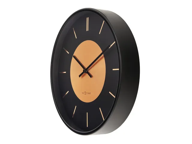 Wandklok NeXtime Retro II 25cm zwart/koper metaal