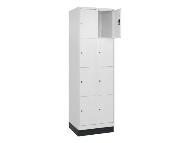 lockerkast,HxBxD 1950x600x500mm,2x4vakken,vak B 300mm,cil.-slot,sokkel