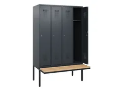 locker met bank,HxBxD 1950x1200x815mm,4vak,vak B 300mm,cilinderslot