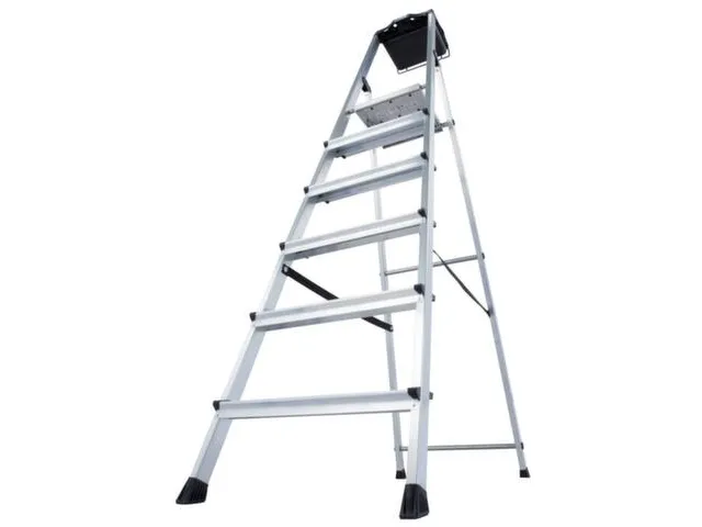 trapladder,eenzijdig,6treden,bordes m. antislip elementen,balk L 2,05m