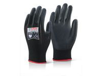 Handschoenen, PU Gecoat, Zwart, Large