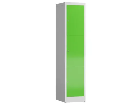 Lockerkast 1800x415x500mm 1x3 vakken cilinderslot, sokkel, RAL6018
