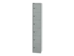 lockerkast,HxBxD 1802x305x305mm,6vakken,cil.-slot,romp zilverkleurig