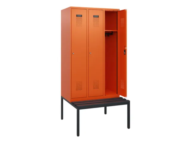 locker met bank,HxBxD 1950x900x815mm,3vak,vak B 300mm,cilinderslot