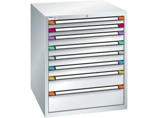 ladekast,HxBxD 1000x805x695mm,8lade(n),cil.-slot,RAL7035,front RAL7035 - 2