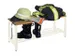 banc-patère,LxP 1000x370mm,barrettes en bois hêtre,piètement RAL901