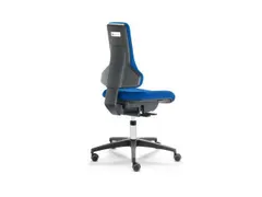 Werkplaatsstoel,zitting stof blauw,zitting HxBxD 450-610x490x360mm