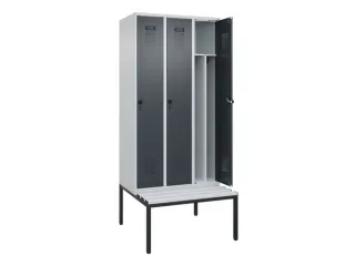 locker met bank,voor scheiding van kleding,HxBxD 2120x900x815mm,3vak - 1