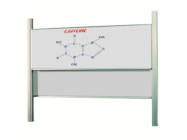 Schoolbord Dubbelvlaksbord 120x300cm Verstelbaar Kolom Wit Emaille