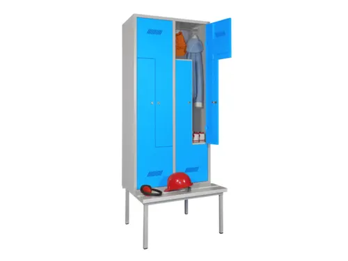 Z-garderobekast,HxBxD 2100x800x800mm,vak B 400mm,RAL7035,front RAL5010