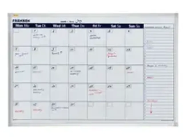 OUTLET maandplanners HxB 600x900mm gelakt magnetisch bord wit maand/pl