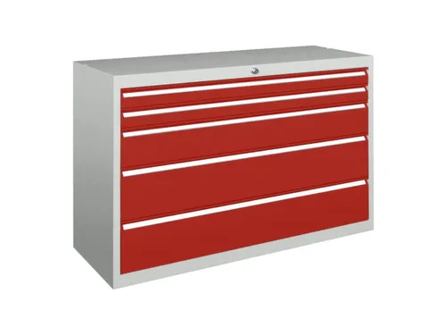 ladekast,HxBxD 800x1023x600mm,5lade(n),cil.-slot,RAL7035,front RAL3000
