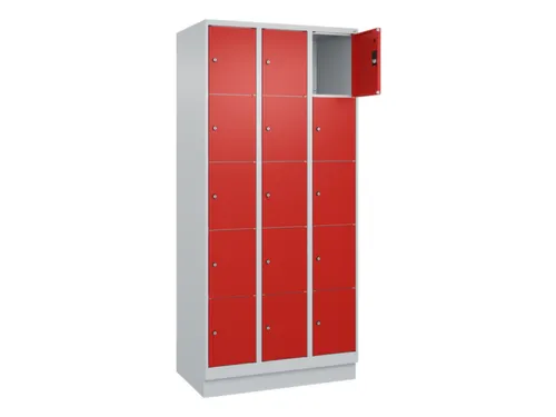 lockerkast,HxBxD 1950x900x500mm,3x5vakken,vak B 300mm,cil.-slot,sokkel