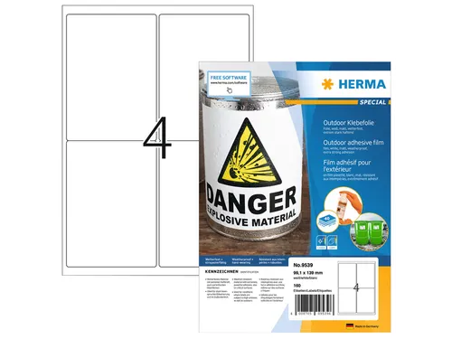 HERMA 9539 Weervast Outdoor folie-etiket A4 99,1x139mm Wit 160 stuks