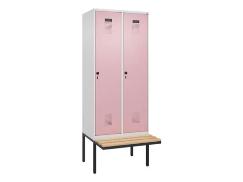 locker met bank,HxBxD 2120x800x815mm,2vak,vak B 400mm,draaigrendel