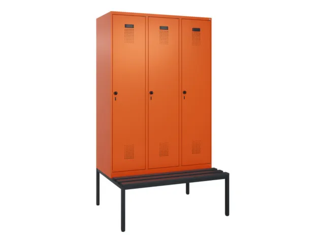 locker met bank,voor scheiding van kleding,HxBxD 2120x1200x815mm,3vak