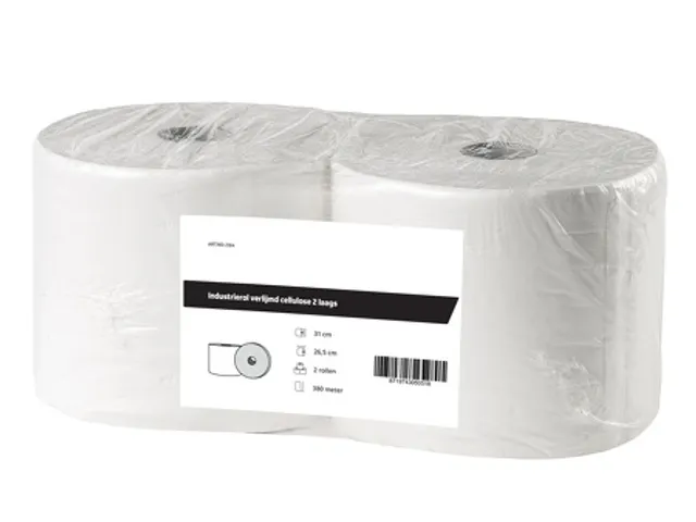 Poetspapier Industrierol verlijmd cellulose 2-laags 300 Meter 2 Rol