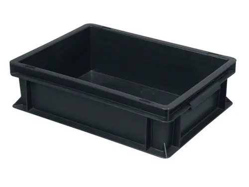 ESD-stapelbak,HxLxB 120x400x300mm,11l,PP,zwart,Wanden gesloten