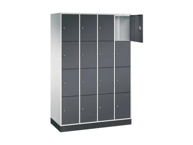 lockerkast,HxBxD 1950x1220x500mm,4x4vakken,cil.-slot,sokkel