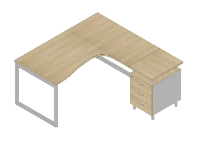 Bureauset Bureau Staand Ladeblok Rechts 730x1600x1650mm Eiken Zilver