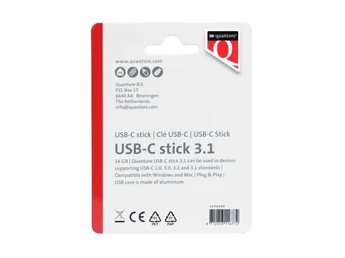 USB stick 3.1 Quantore USB-C 16GB zilver