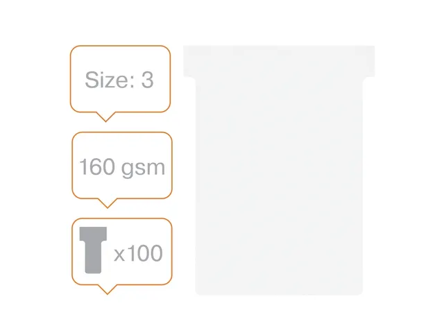 Planbord T-kaart Nobo nr 3 80mm wit