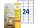 Etiket Avery L4773REV-20 63.5x33.9mm wit 480stuks