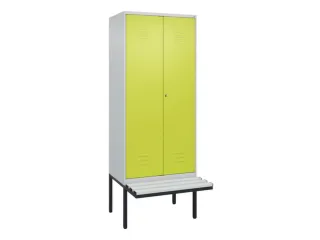 PBM-locker met bank,HxBxD 2120x800x815mm,2vak,vak B 400mm,cil.-slot - 1