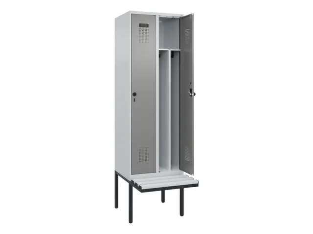 locker met bank,voor scheiding van kleding,HxBxD 2120x600x815mm,2vak