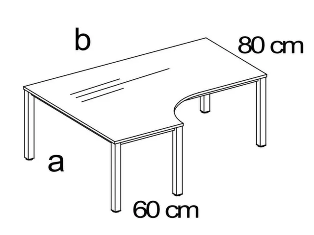 bureau à retour à hauteur réglable HxlxP 720-840x1600x1200mm CC-noi