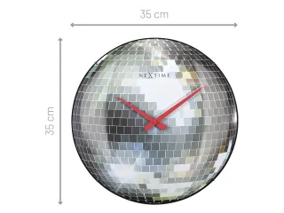 Stille wandklok - 35cm - Discobal - Koepelvormig glas - NeXtime "Disco - 9