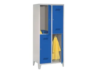 dubbeldekse locker,HxBxD 1850x800x500mm,2x2vak.,RAL7035,front RAL5010 - 2