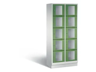 Lockerkast 1800x810x500mm 2x5 vakken Cilinderslot, Sokkel, RAL6011 - 2