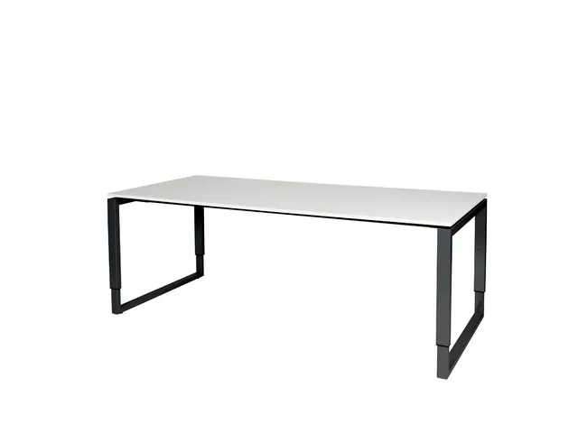 Domino Plus Bureau Hoogte Verstelbaar 2000x900mm Wit 25mm Zwart O-Poot