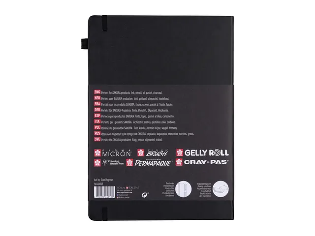 Schetsboek Sakura 80 witte vellen 140gr 210x297mm zwart