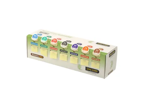 Mini dispenser met 7x250 WEG OP daglabels