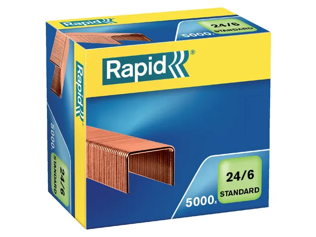 Nieten Rapid 24/6 kopercoating standaard 5000 stuks