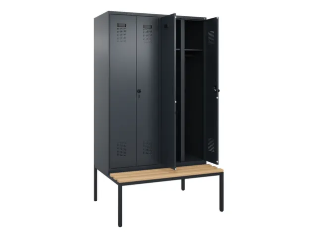locker met bank,voor scheiding van kleding,HxBxD 2120x1200x815mm,4vak