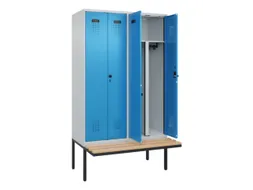 PBM-locker met bank,HxBxD 2120x1200x815mm,4vak,vak B 300mm