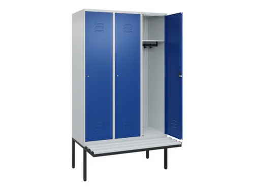 locker met bank,HxBxD 2120x1200x815mm,3vak,vak B 400mm,cil.-slot