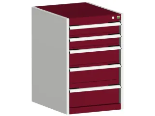 ladekast HxBxD 800x525x525mm 5laden romp RAL7035 front RAL3004 - 1