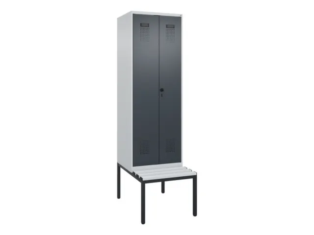 PBM-locker met bank,HxBxD 2120x600x815mm,2vak,vak B 300mm,draaigrendel