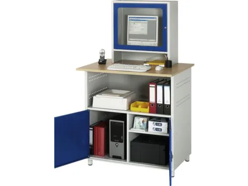 pc-kast,HxBxD 1810x1100x800mm,monitorvak,stopcontactdoos,romp RAL7035