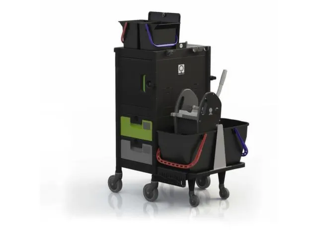 dweilwagen,HxBxD 1210x680x860mm,emmer 2x15l zwart,mopwringer/houder