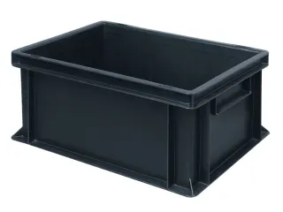 ESD-stapelbak,HxLxB 220x400x300mm,21l,PP,zwart,Wanden gesloten - 2