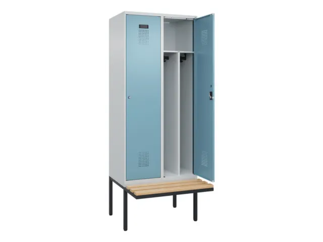 locker met bank,voor scheiding van kleding,HxBxD 2120x800x815mm,2vak