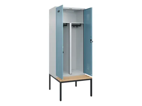 PBM-locker met bank,HxBxD 2120x800x815mm,2vak,vak B 400mm,draaigrendel