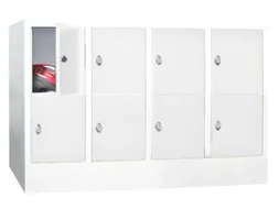 lockerkast,HxBxD 855x1200x500mm,4x2vakken,RAL7035,front RAL5012